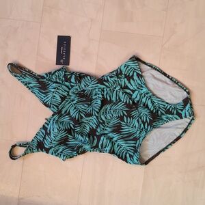 Jantzen Classic Swimsuit brown tropical print size 10